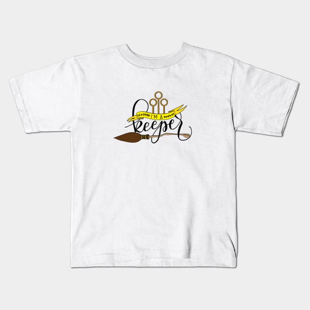 Black 'I'm A Keeper' Pun - Yellow Kids T-Shirt by cheekymare